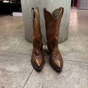 RARE 🦂 Scorpion Scorpio ♏️ Tan Genuine Real Leather Cowboy Boots US 6